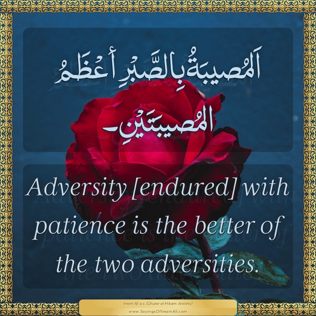 Adversity [endured] with patience is the better of the two adversities.